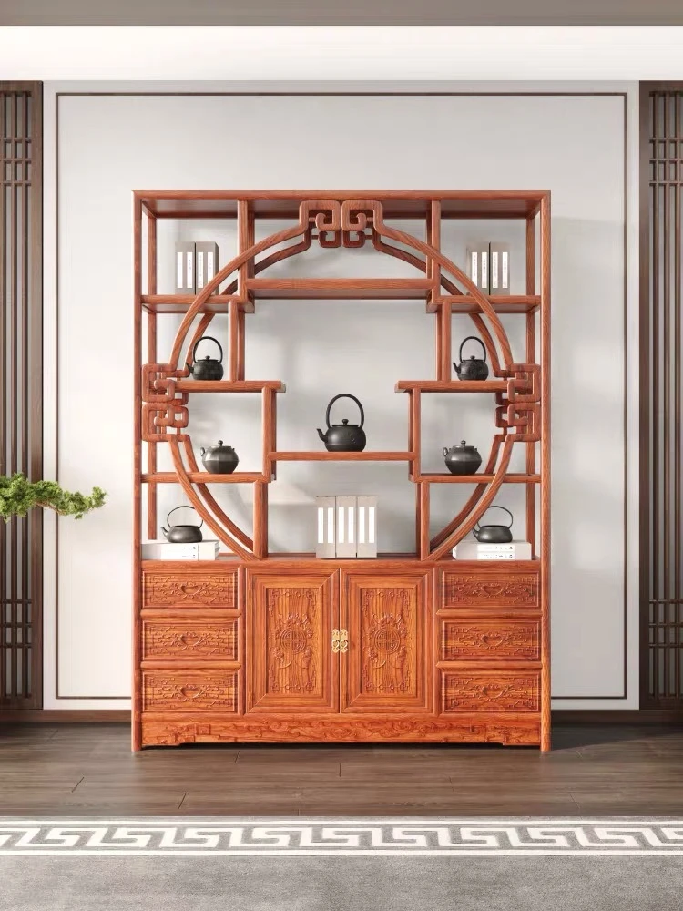 1.5米实木多宝阁，榫卯结构置物架仿古隔断展示柜实木榆木储藏收纳