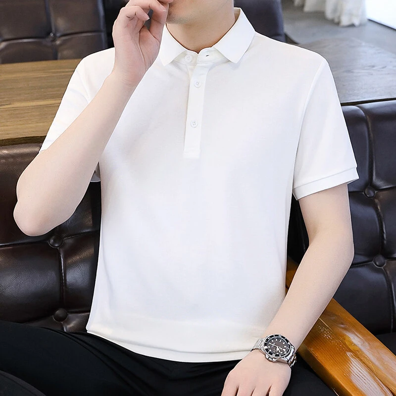 【佰格翰】男士新款翻领纯色短袖帅气男纯色POLO衫t恤夏季半袖2511