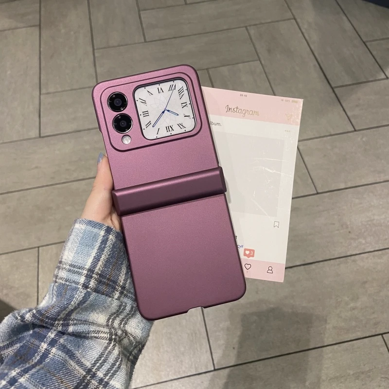 适用华为novaFlip手机壳新款珠光纯色烤漆铰链壳novaflip时尚防摔