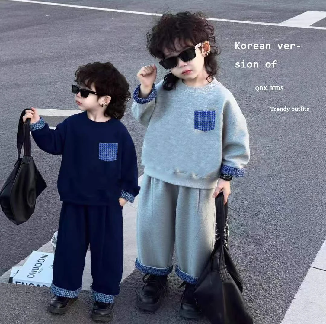 【韩版套装】2025秋季新款儿童卫衣套装休闲宽松两件套