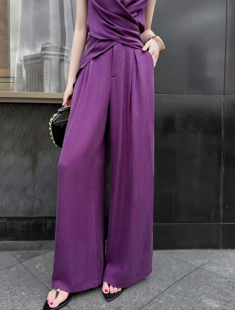 【Mei】沙洗铜氨丝阔腿裤