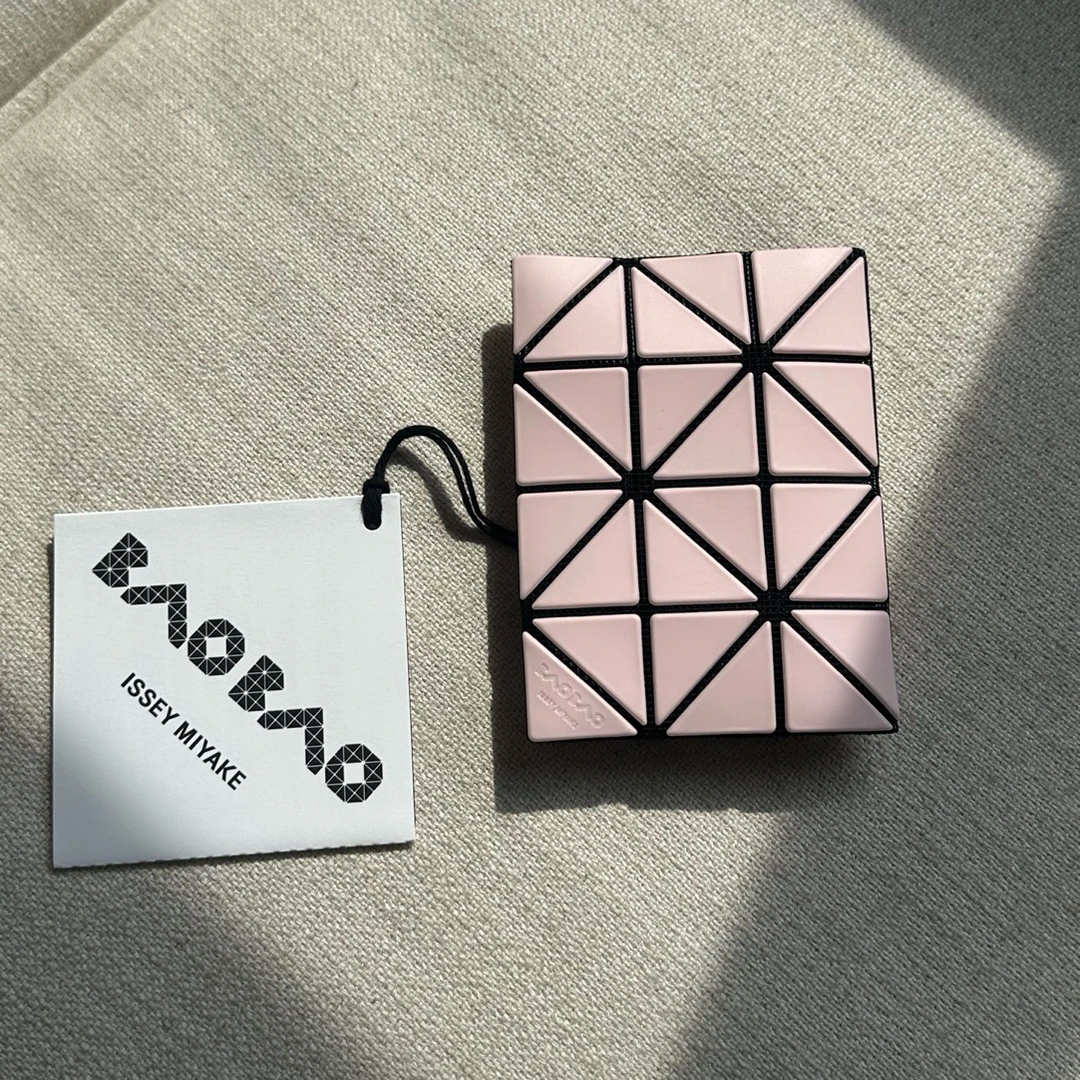 未使用 Issey Miyake/三宅一生 未使用-几何拼接时尚卡包哑光粉