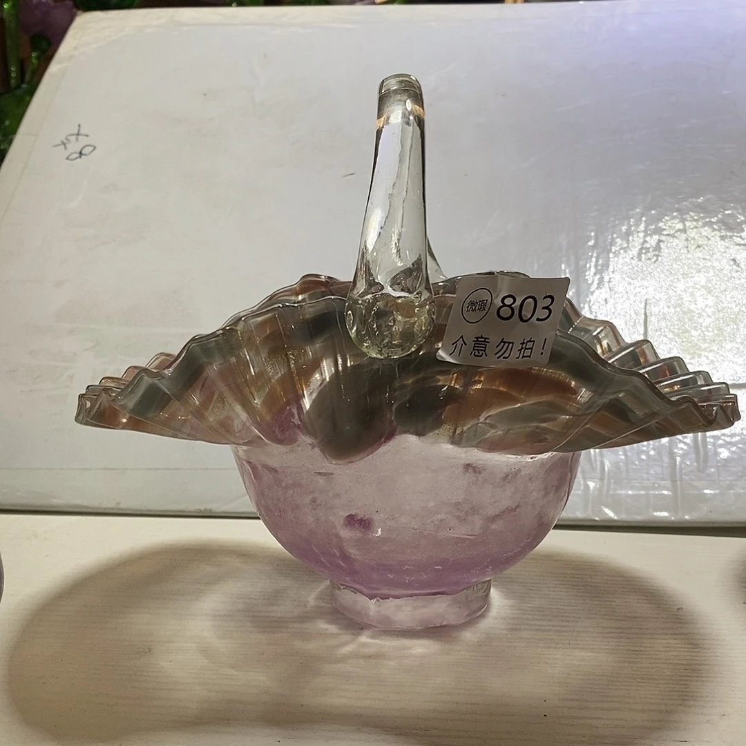 *****琉璃微瑕花篮纯手工琉璃