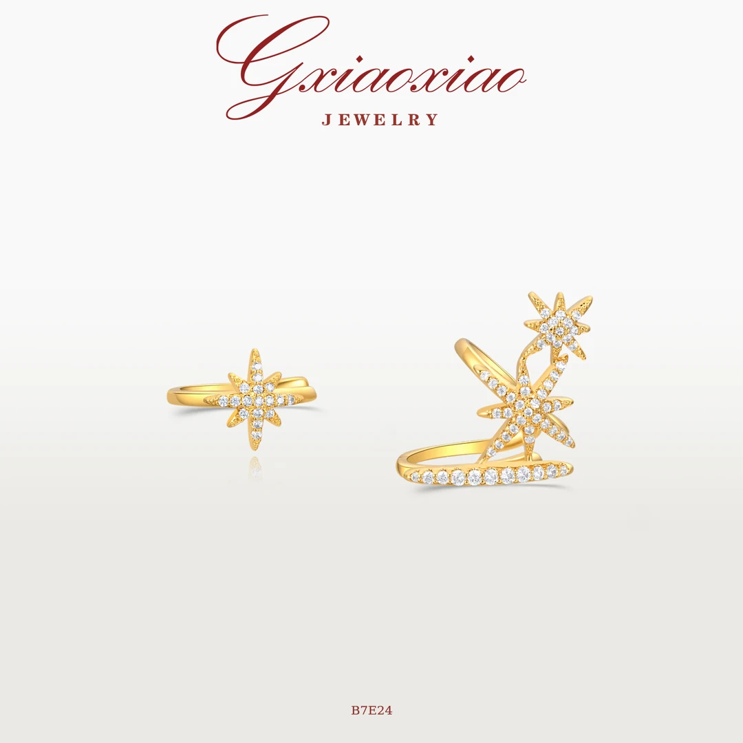 G XIAOXIAO 镀K金合成锆石耳饰 时尚气质高级感百搭耳夹 B7E24
