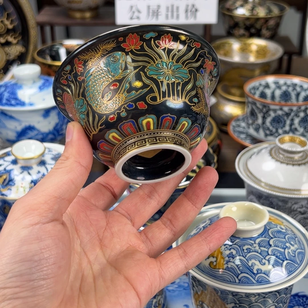 水***茶瓷片景德镇手工手绘陶瓷