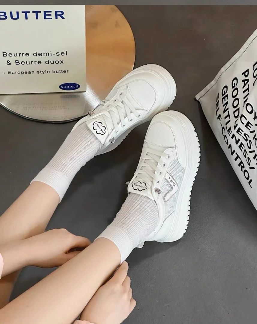 朱小姐厚底超轻底大码女鞋40-43码休闲鞋透网小白鞋7866