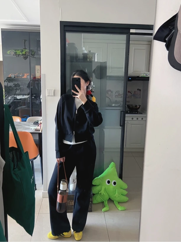 M&m 休闲卫衣套装立领双拉链短款卫衣减龄松弛爬山运动服两件套