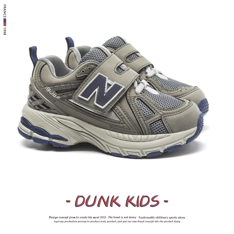 巴拉NB真皮老爹字鞋鞋子鞋运动鞋女童透气网面新款男童儿童春2025
