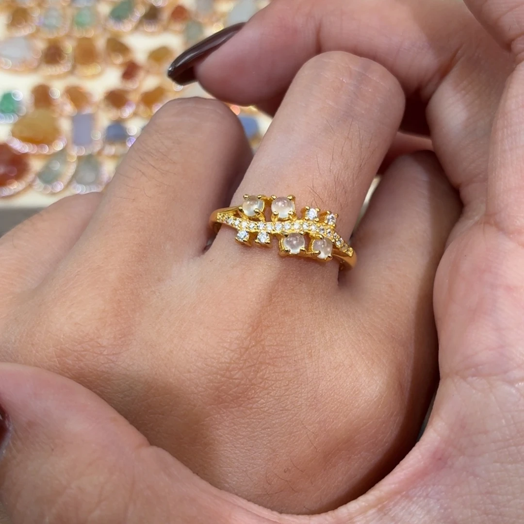 翡翠银S925镶嵌颈饰戒指