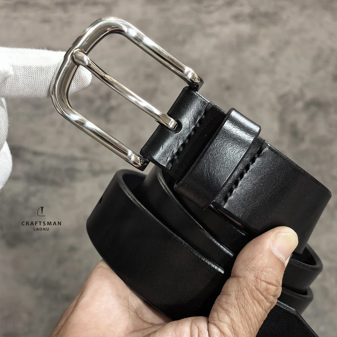 工匠老奴（304不锈钢针扣+头层牛皮）男女通用款）头层牛皮真皮腰带
