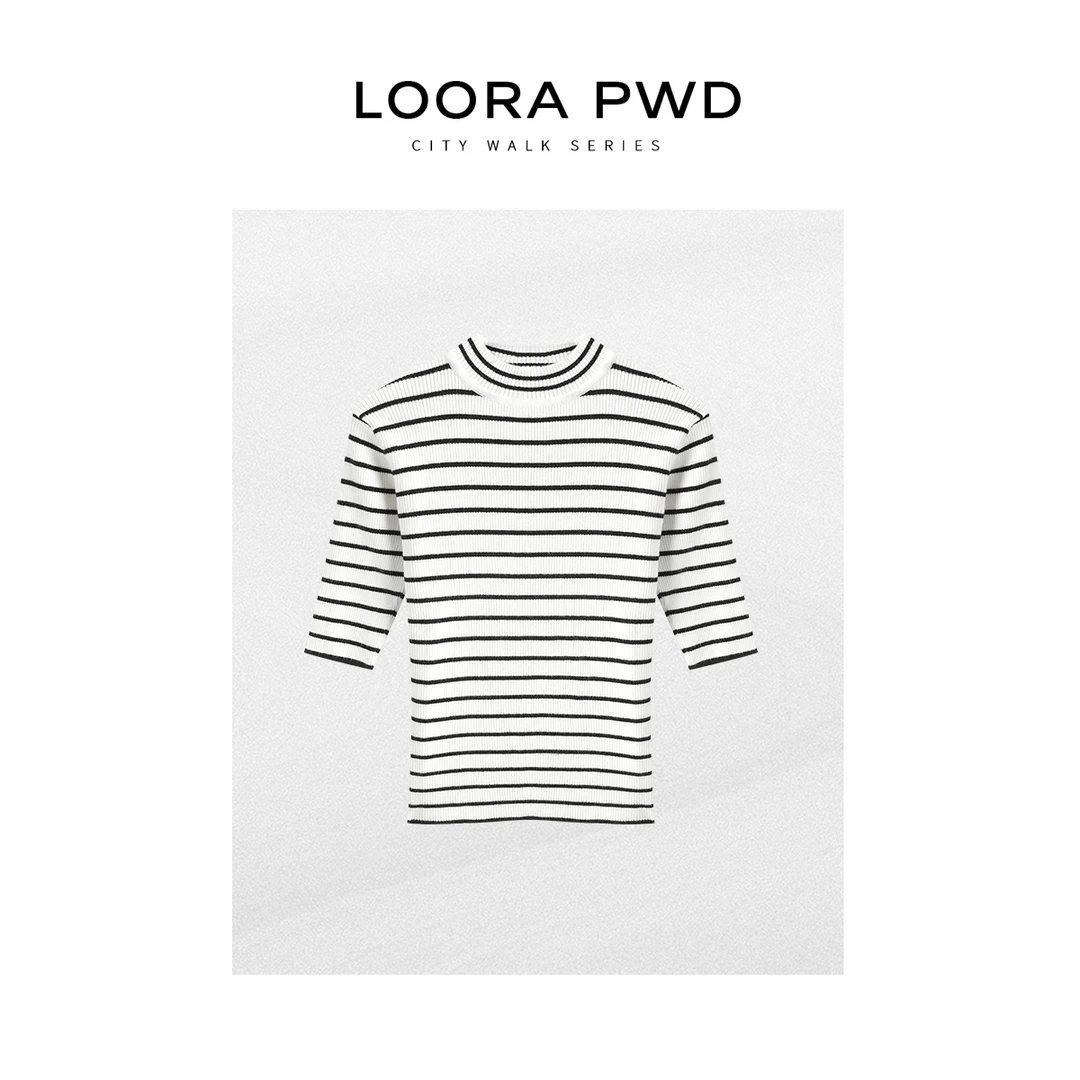 LOORAPWD/罗拉密码 秋季新款圆领柔软条纹针织衫25CJCA0199N