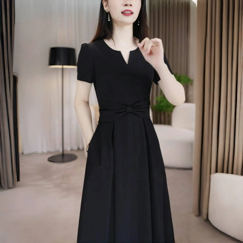 连衣裙显瘦气质小黑裙黑色法式收腰裙子连衣裙显瘦气质小黑裙黑色