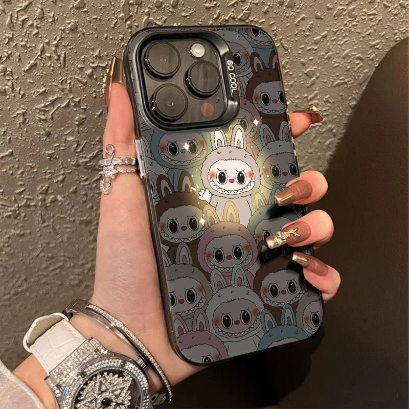 人群中拉布布适用苹果16手机壳华为小米vivo闪闪发光oppo彩银磨砂