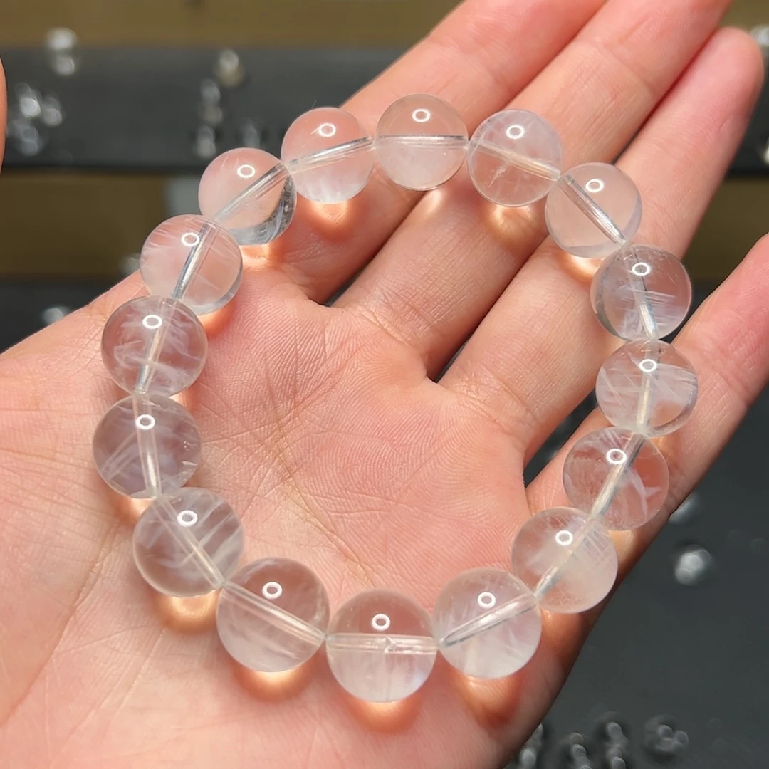 水晶手链未镶嵌逆**行蓝针12mm圆珠手链