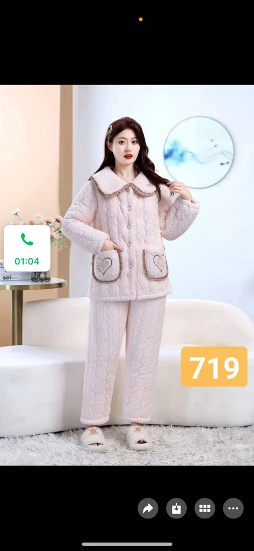 719款连帽款冬季加厚保暖家居服百搭时尚套装