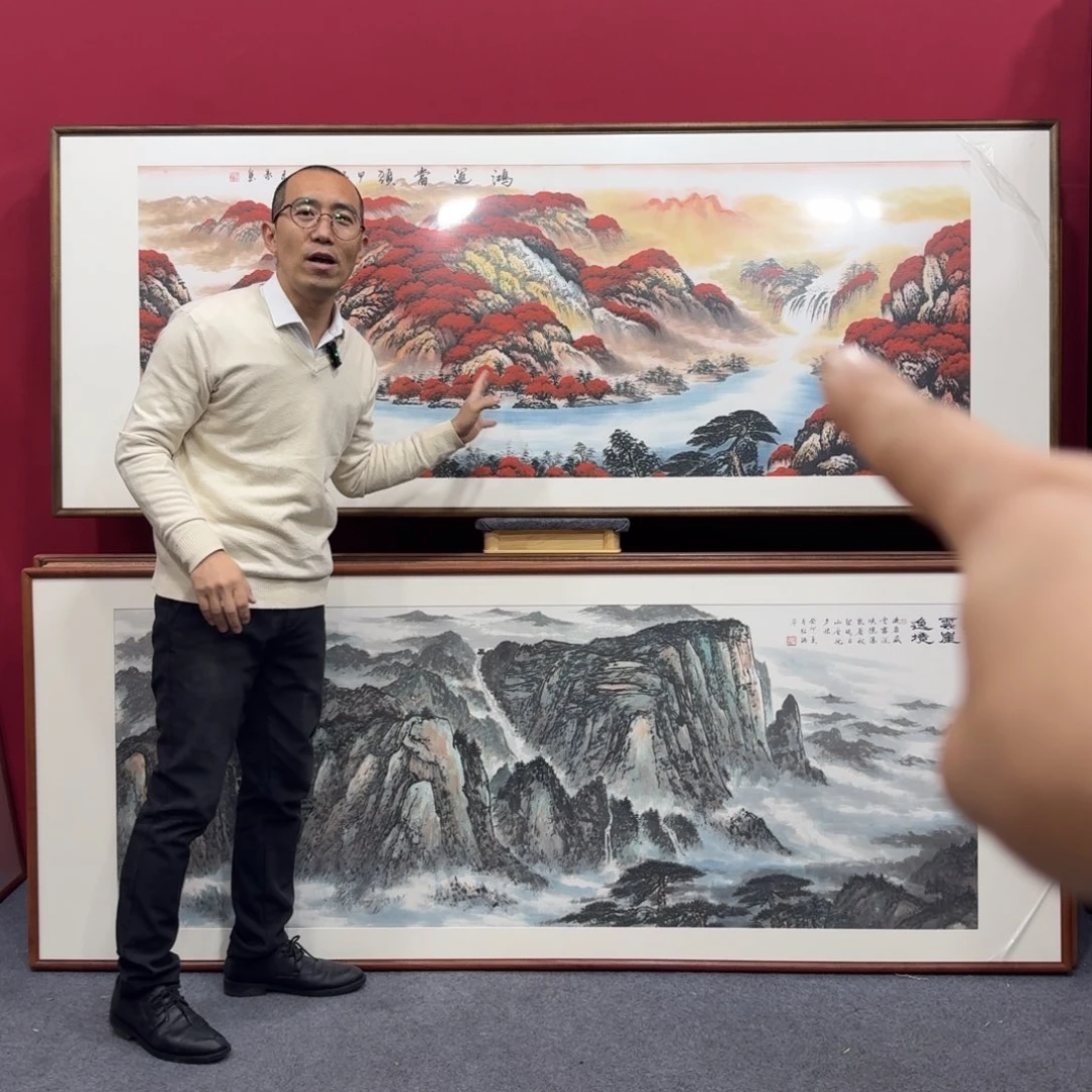 国画手绘作品带框210成80