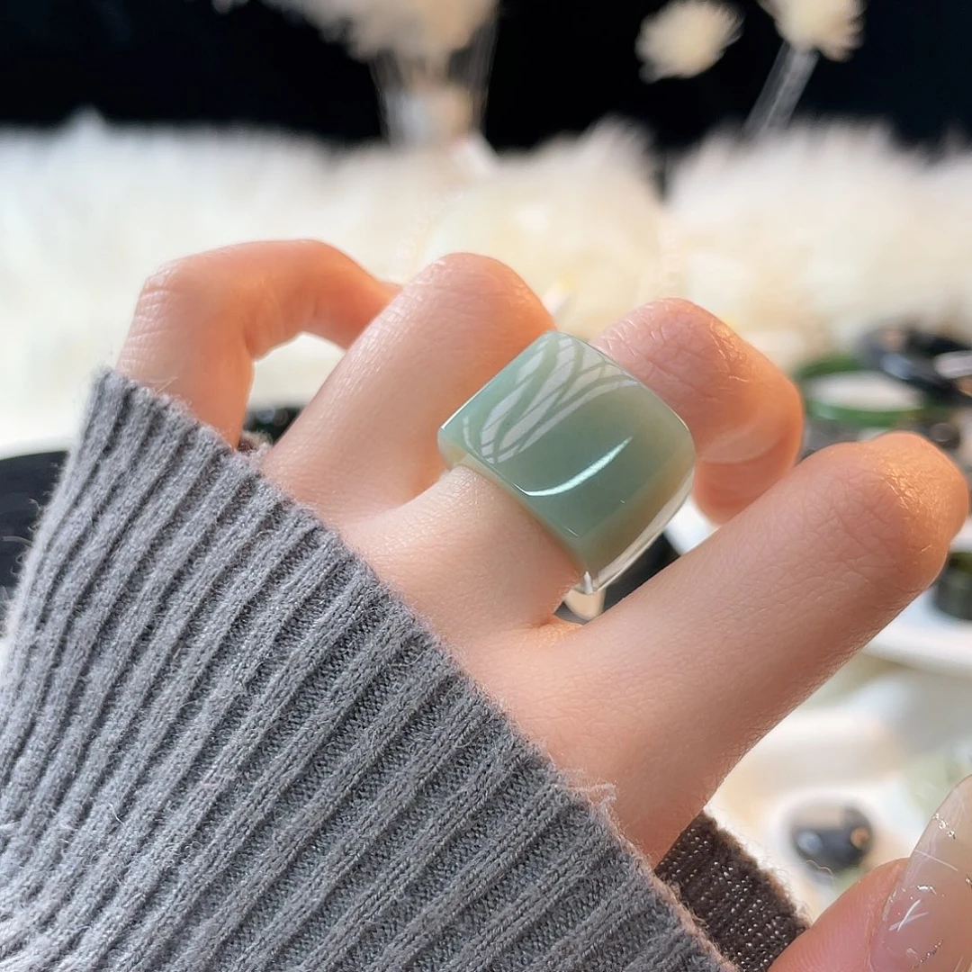 和田玉未镶嵌戒指k123 俄蓝马鞍17.3mm