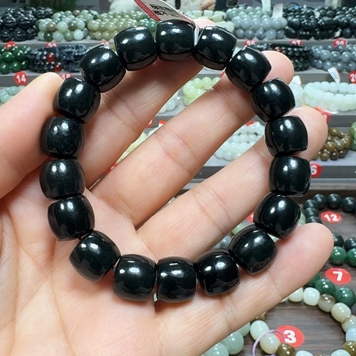 未镶嵌手链和田玉新疆黑青直切卡12