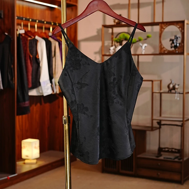 《梨花诗-真丝吊带》香云纱新中式国风夏季百搭高级感