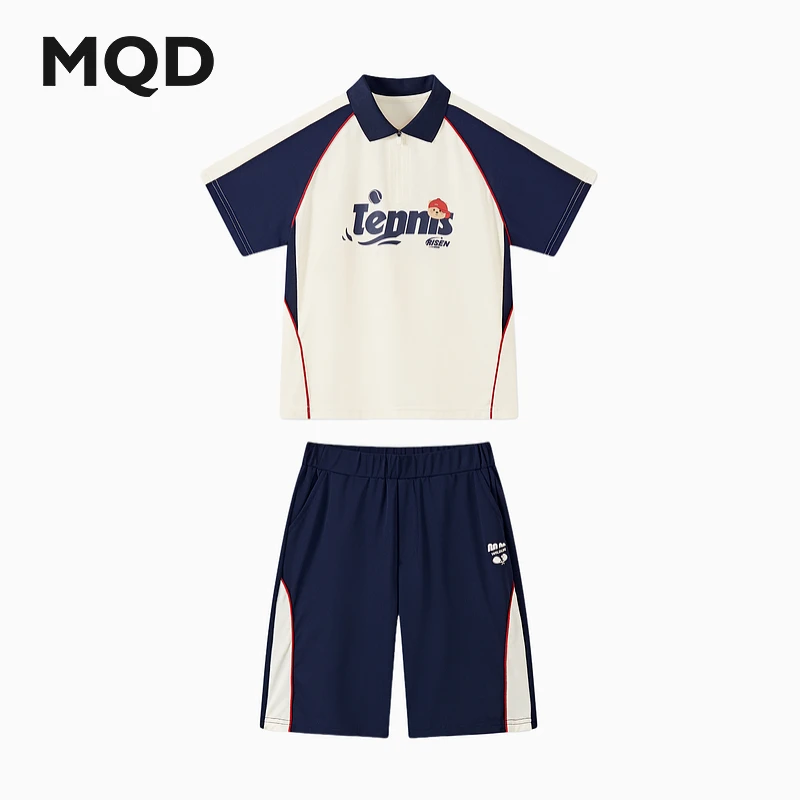 MQD童装25夏季新品篮球足球网球POLO衫T恤五分裤两件套9652W2212