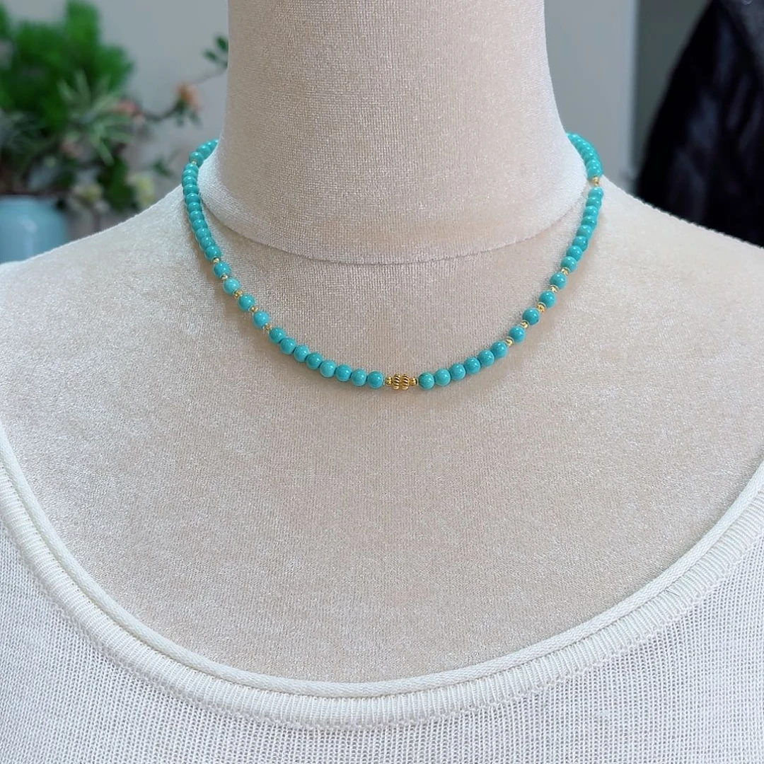 绿松石18K金镶嵌珠宝奇石