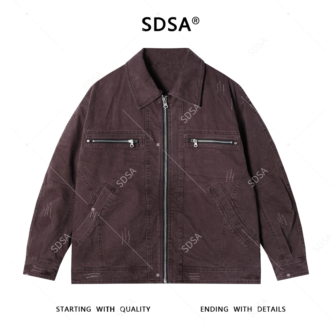 SDSA男士秋冬新款痞帅男装潮牌韩版拉链翻领夹克外套时尚百搭上衣