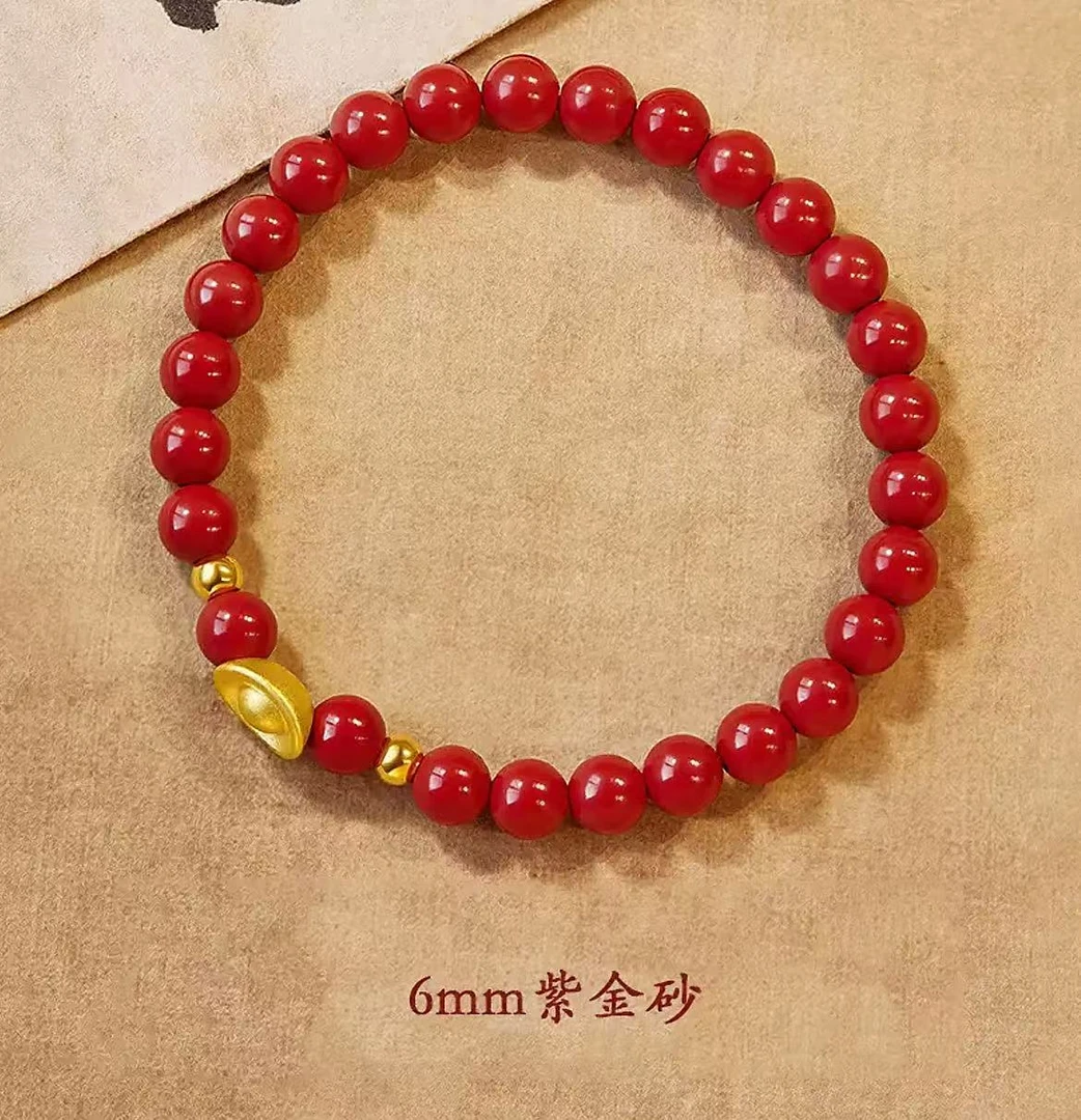 天然辰砂天然辰砂LL黄金999正宗朱砂手串小众珠宝朱砂手链