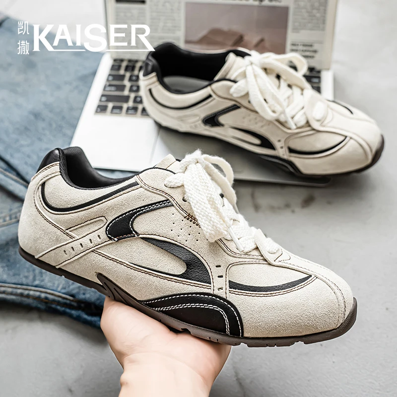 凯撒新款男鞋轻便透气休闲板鞋复古耐磨赛车鞋男士百搭低帮德训鞋