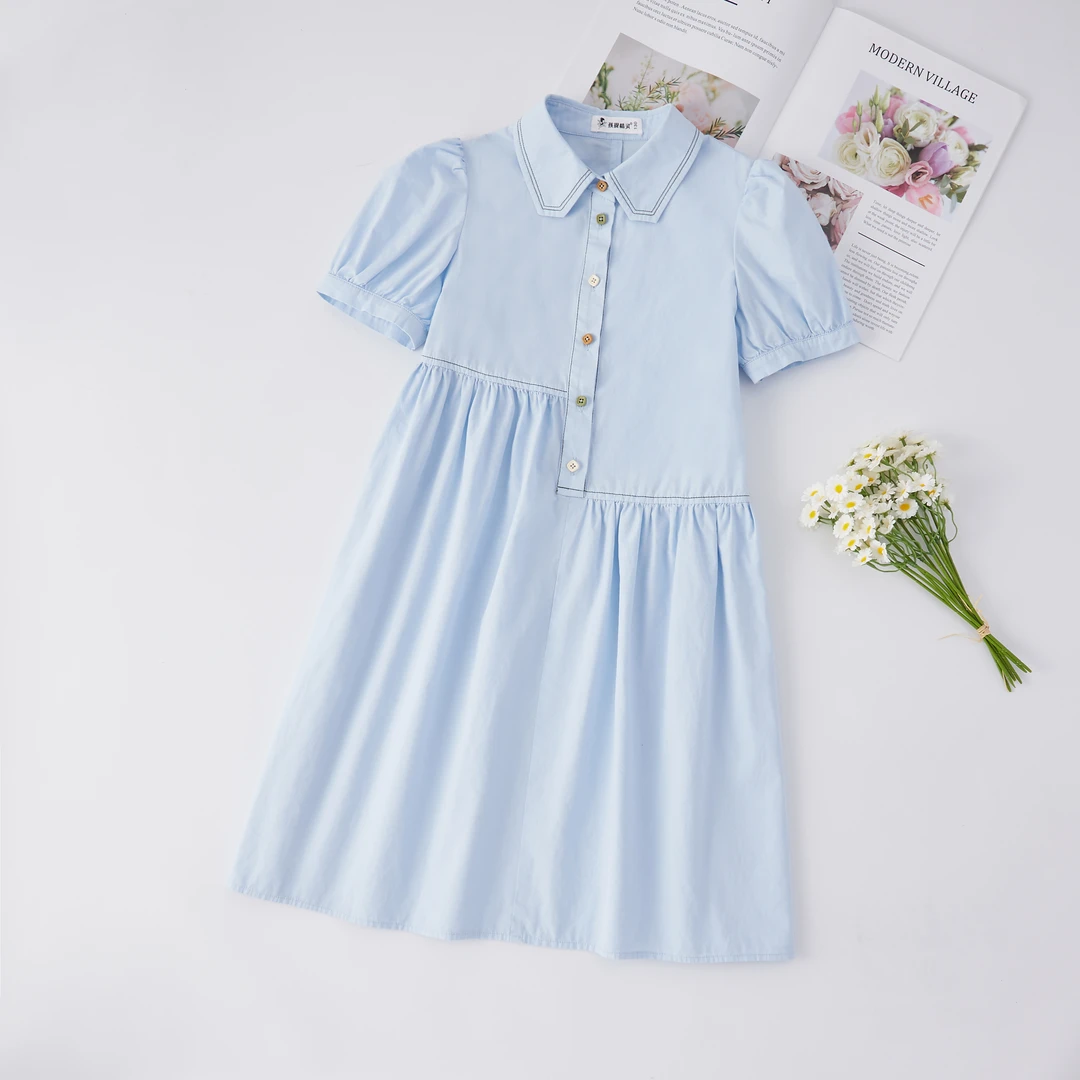 短袖学院风夏季女夏季艾莎连衣裙公主裙娃娃领女孩ins 771