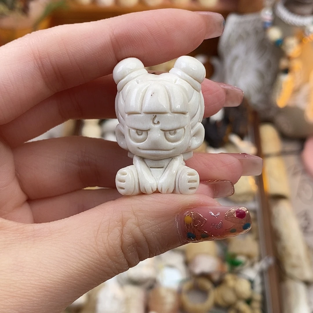 鹿骨把件M12鹿角雕刻的哪吒