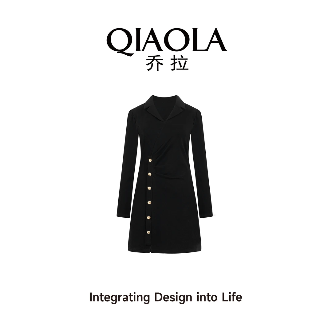 QIAOLA/乔拉【致柔秘韵】春夏新款针织修身遮肉显瘦百搭连衣裙预售
