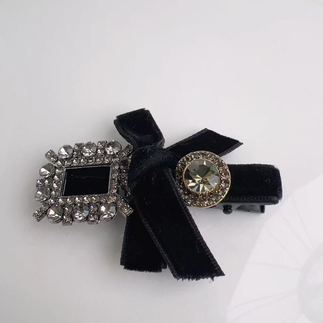 MY SISTERS韩国东大门方钻布艺蝴蝶结侧边鸭嘴夹