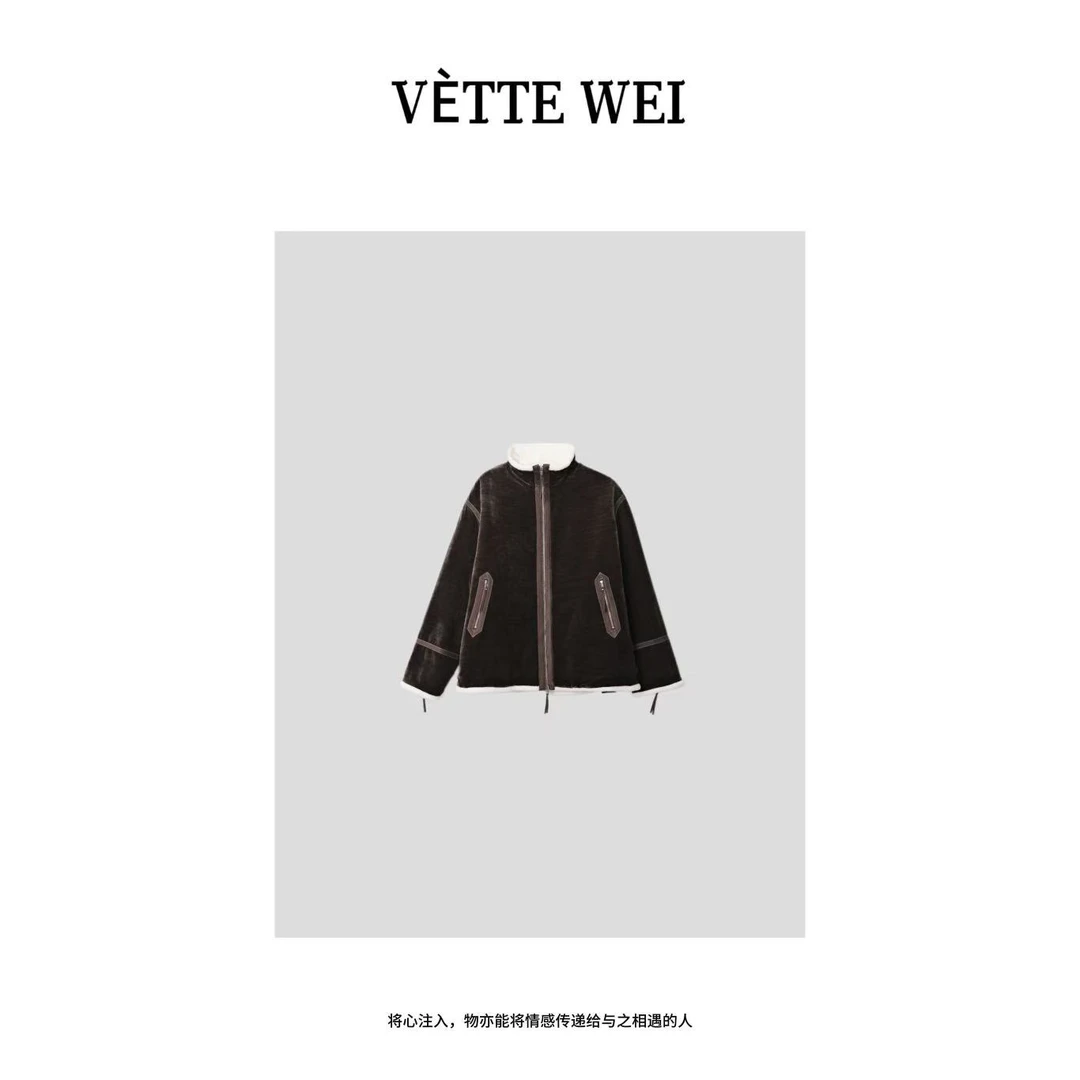 VÈTTE  WEI  撞色拼接复古保暖外套  86288