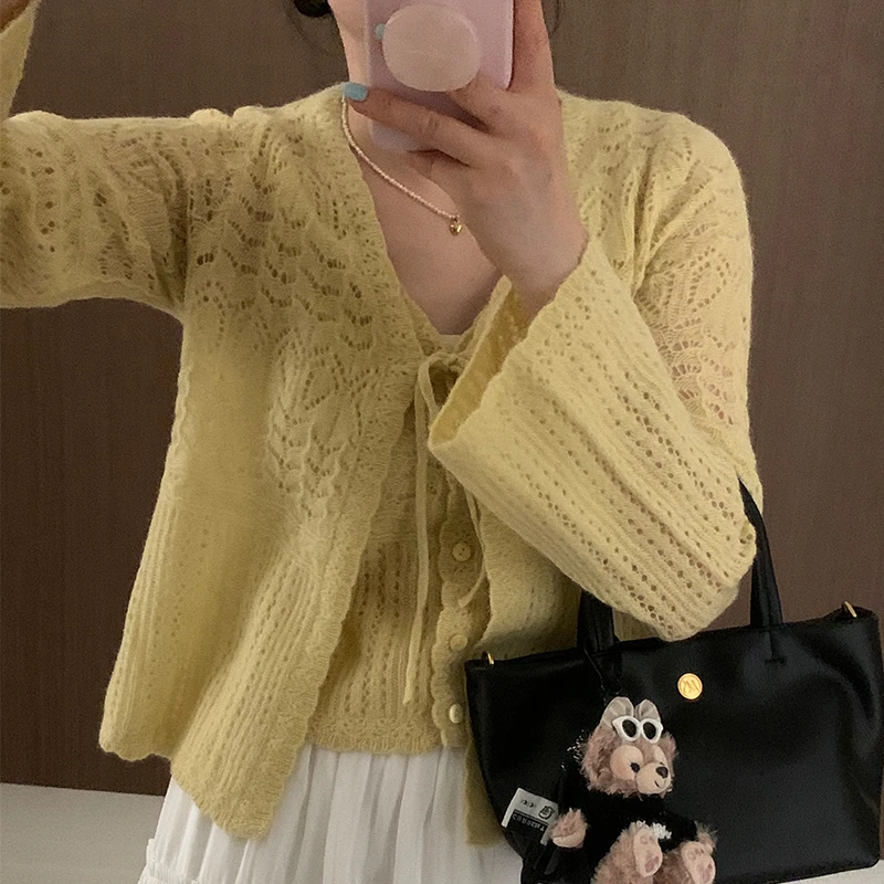 2025春装新款羊毛羊绒混纺短款针织开衫薄款小众外套不可机洗