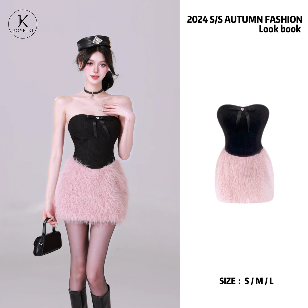 【JOYKIKI 清清!】【都市名媛】御姐修身显瘦气质抹胸连衣裙J24C427