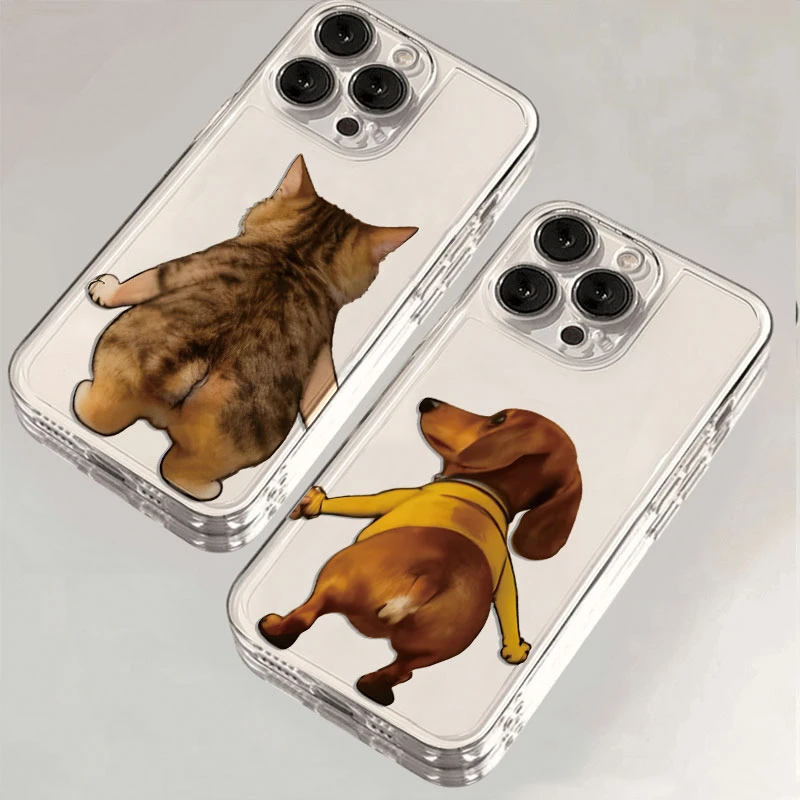 情侣牵手猫狗适用苹果17pro/16promax手机壳15太空壳小米华为创意