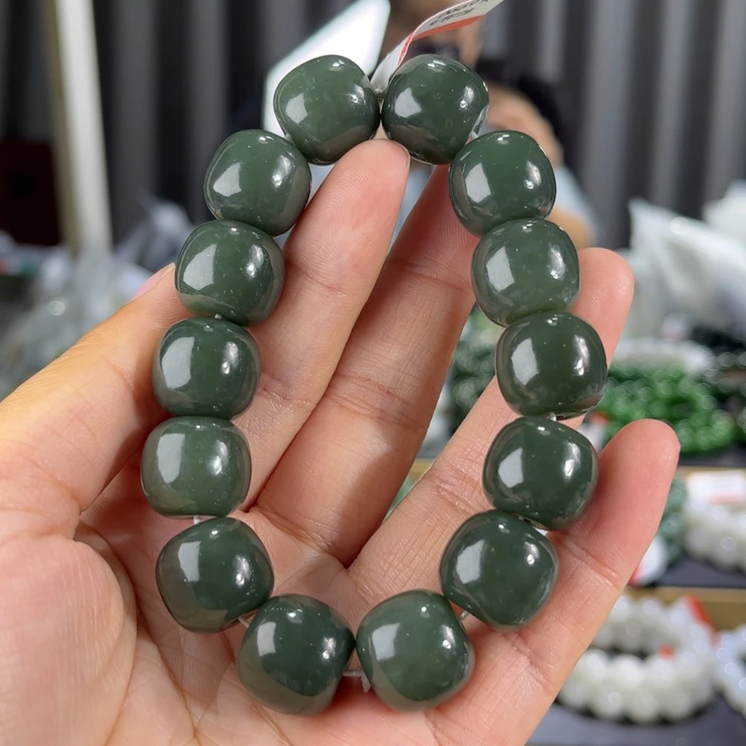 【闪购商品】手串未镶嵌和田玉新疆且末蓝带糖卡16老型珠