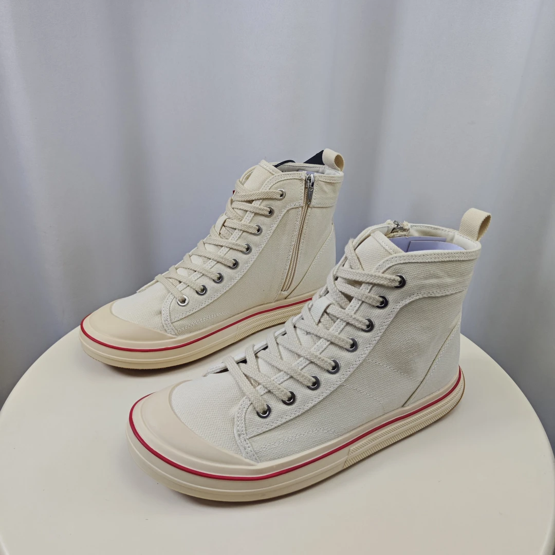 SGIRL TWTW时尚厚底高帮帆布女鞋2025年爆款侧拉链百搭透气休闲鞋