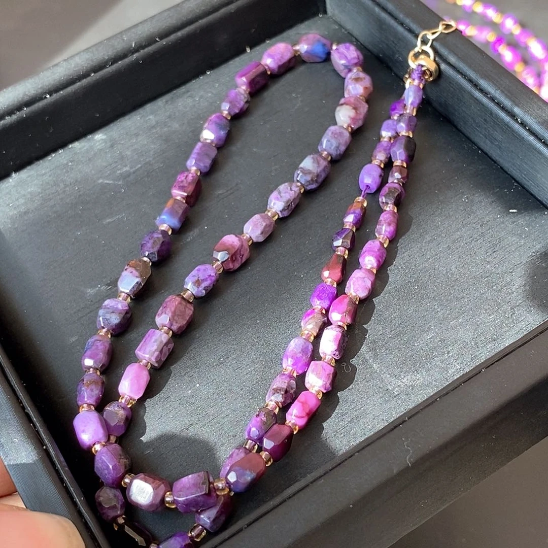 苏纪石（舒俱来）未镶嵌南非舒俱来皇家紫钻切项链