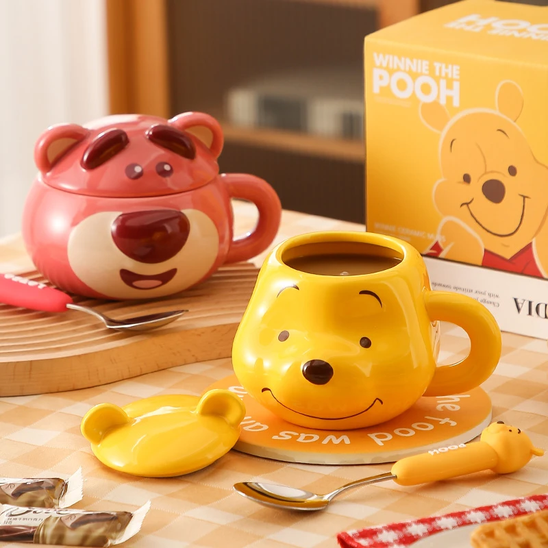 精东家可爱马克杯草莓熊杯子带盖情侣水杯陶瓷咖啡杯送女生日礼物