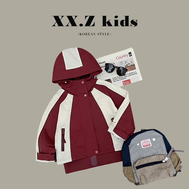 【现货】春季新款韩版宽松潮流撞色防风连帽外套HCM3141