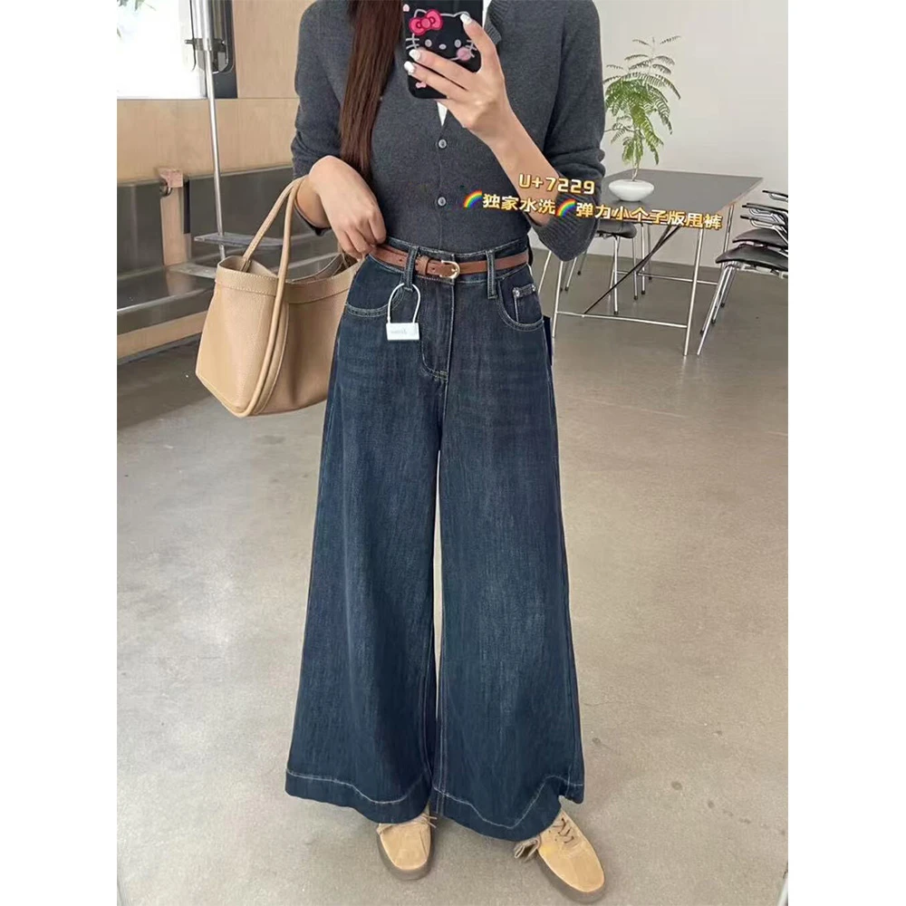 050复古阔腿牛仔裤女春季新款韩版高腰休闲显瘦直筒小个子九分裤