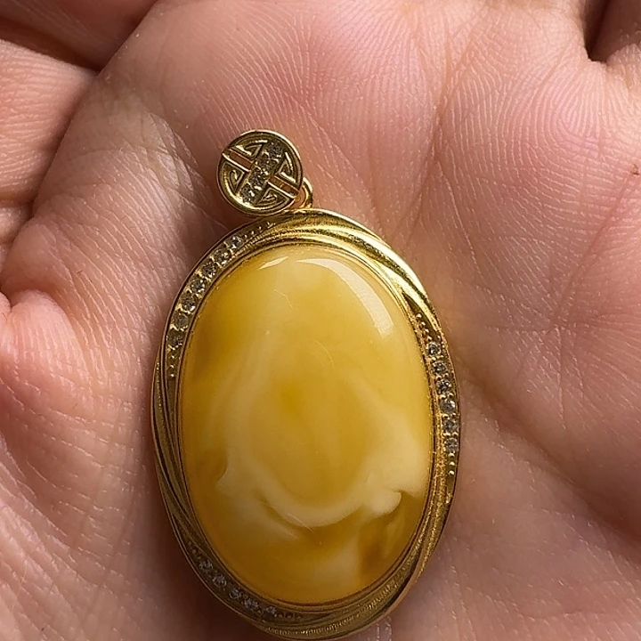 蜜蜡银S925镶嵌吊坠(不含链)吊坠