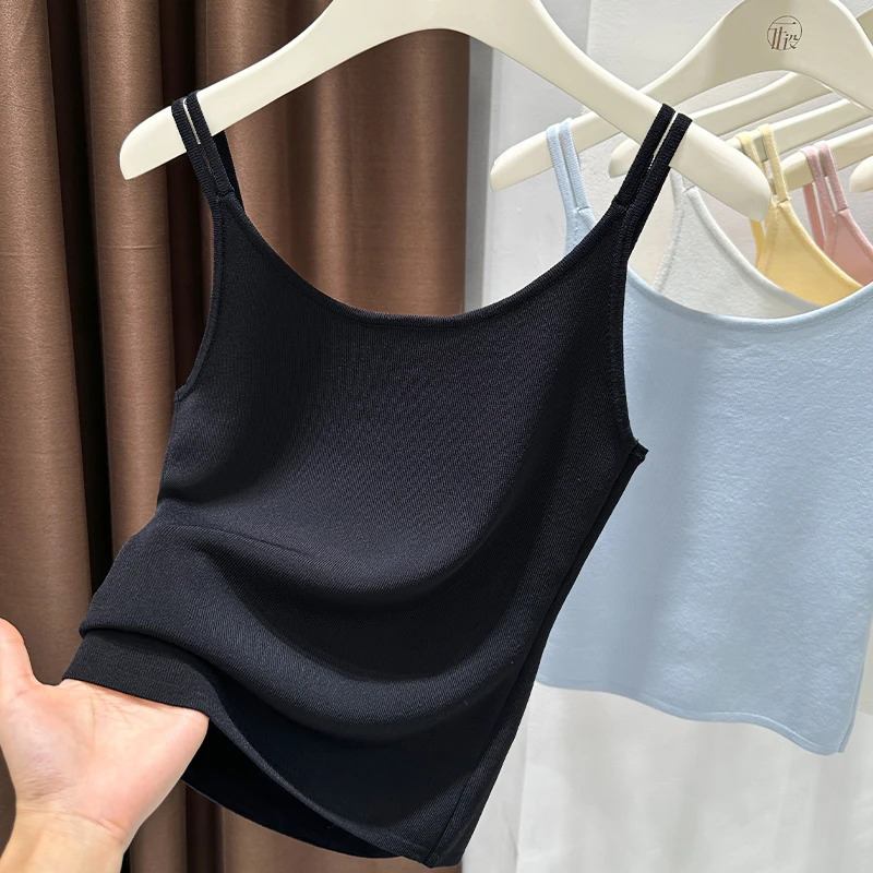 贵气高档针织细吊带背心2025夏季新款时髦别致简约百搭女款打底衫