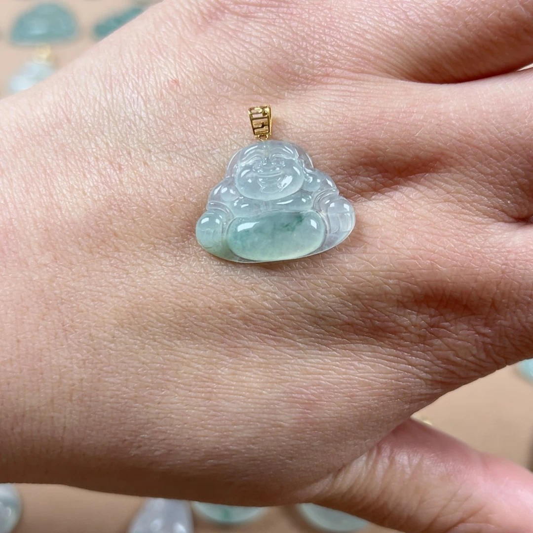 翡翠颈饰18K金镶嵌佛公