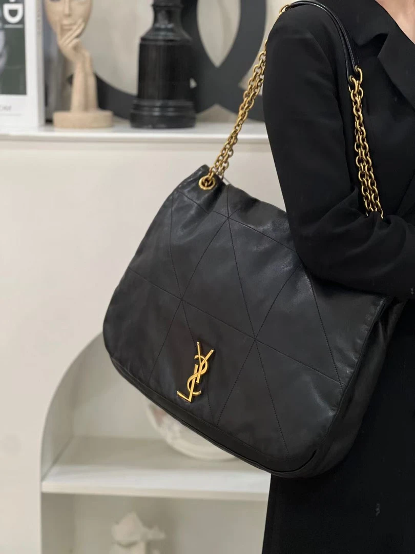 99新 YSL/圣罗兰 jamie 大号黑金羊 单肩包/优品