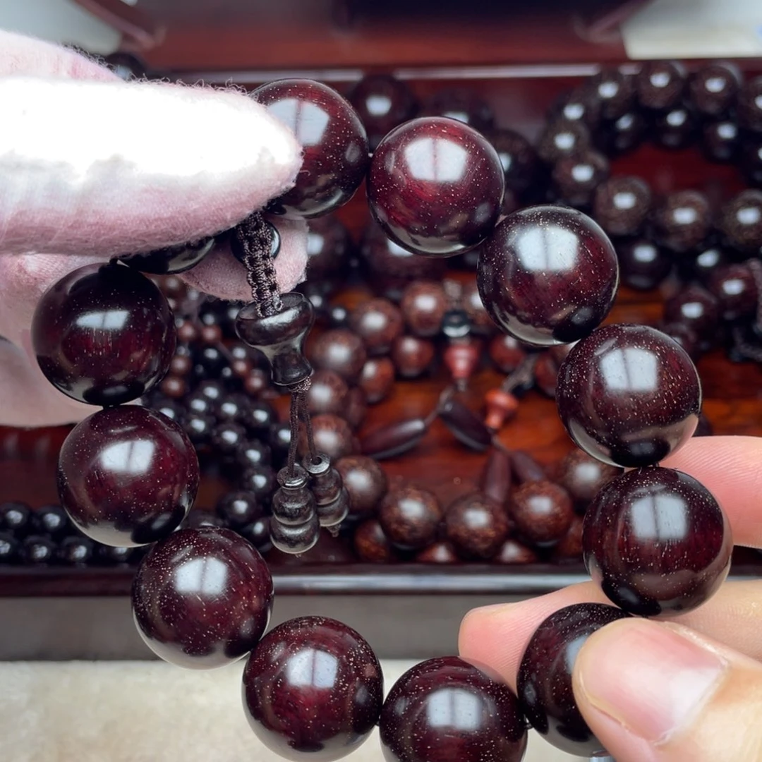 檀香紫檀（小叶紫檀）2.0酒红色玻璃底金星