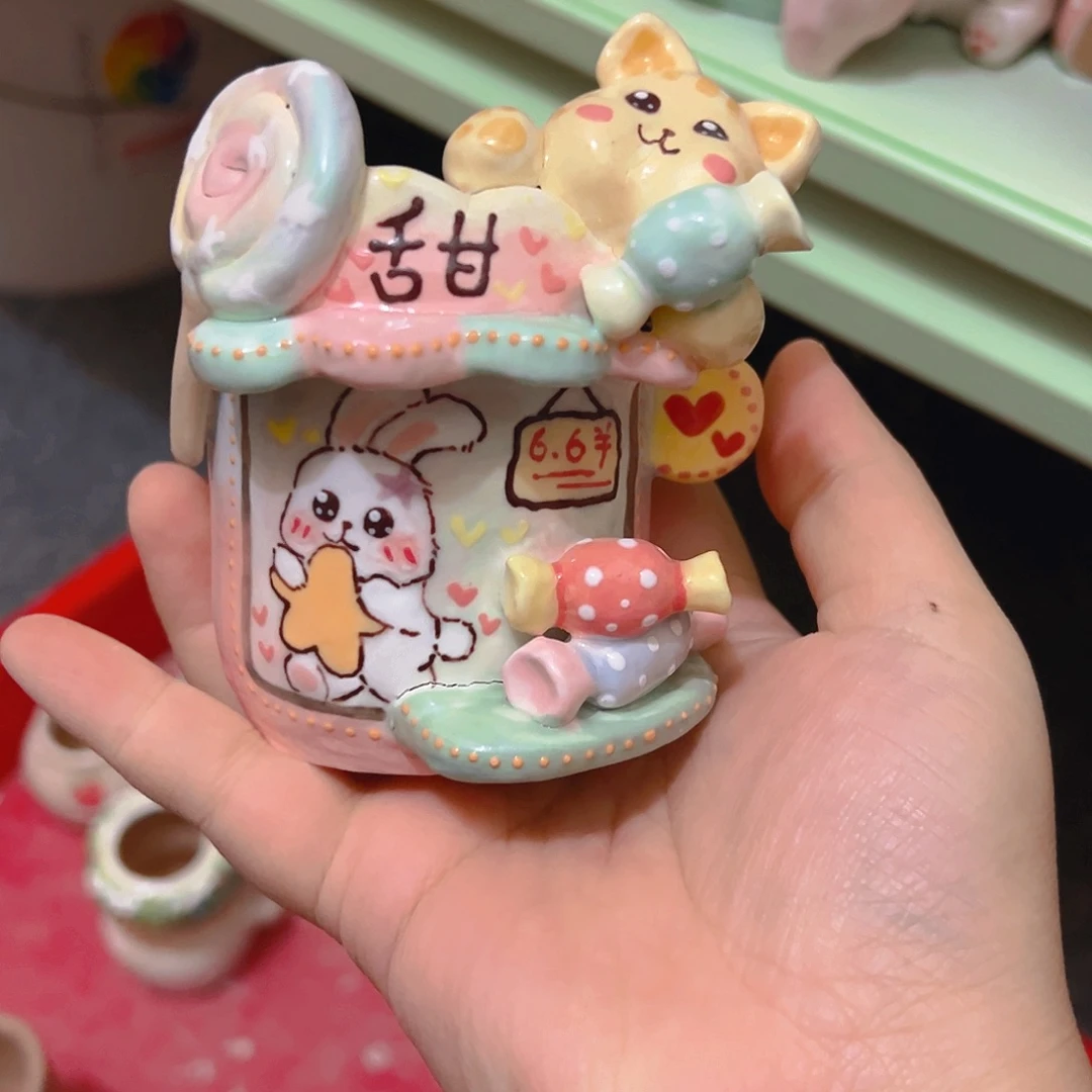 福福老梧家纯手工手绘多肉花盆