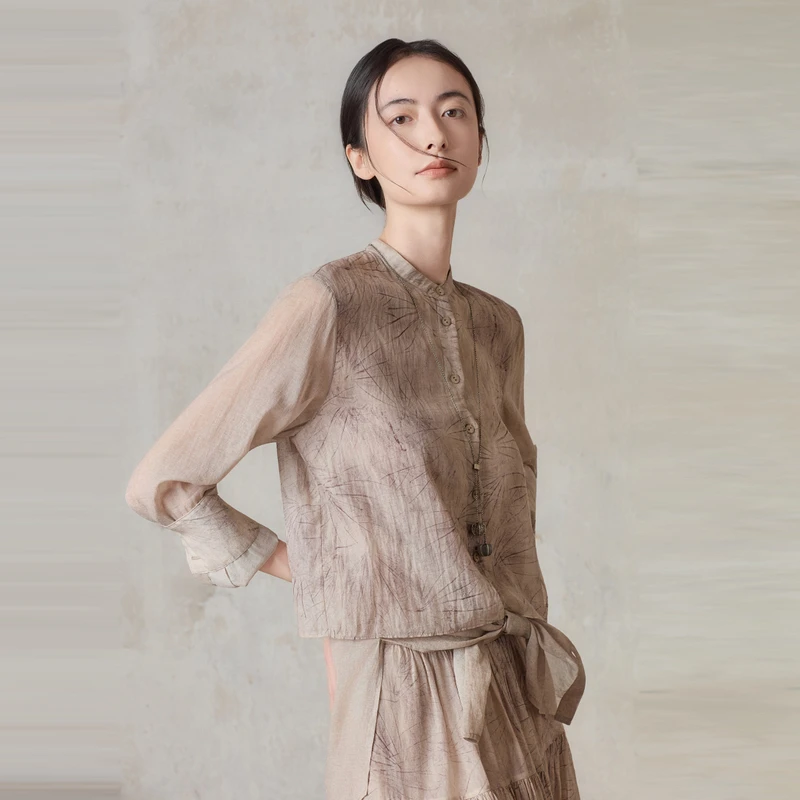 EXCEPTION例外2025秋季印花衬衫假两件设计新中式衬衣AB25-O1F01