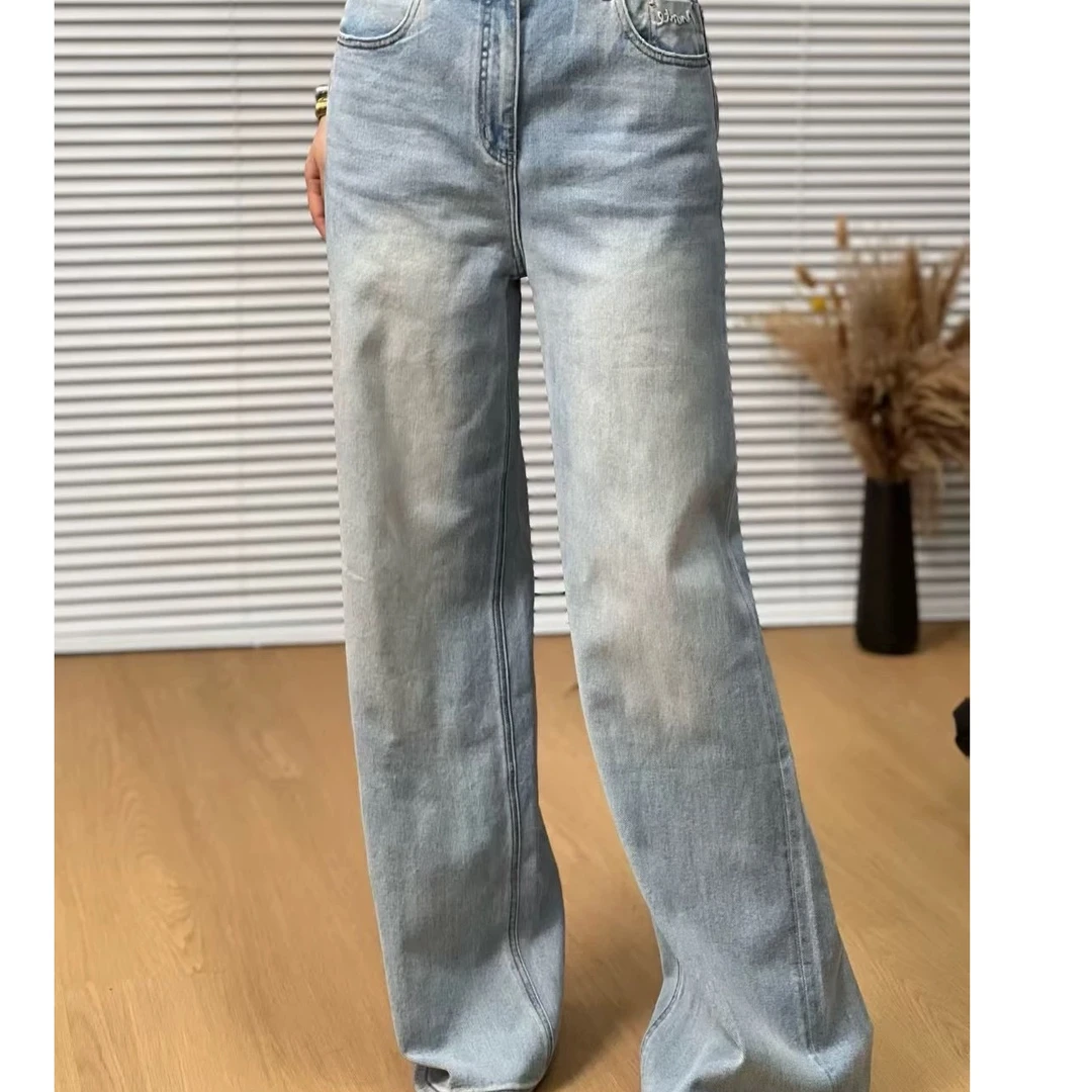 D31326南油爆款气质显瘦牛仔阔腿裤